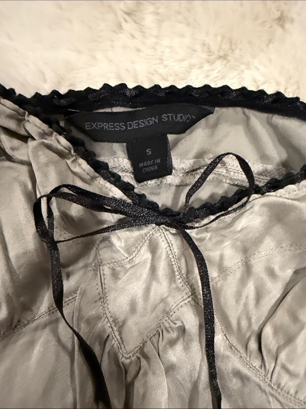 Express Silver Silk Camisole with Black Trim - Picture 3 of 8